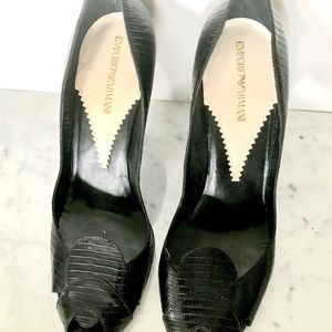 Emporio Armani Black Peep Toe Stilleto